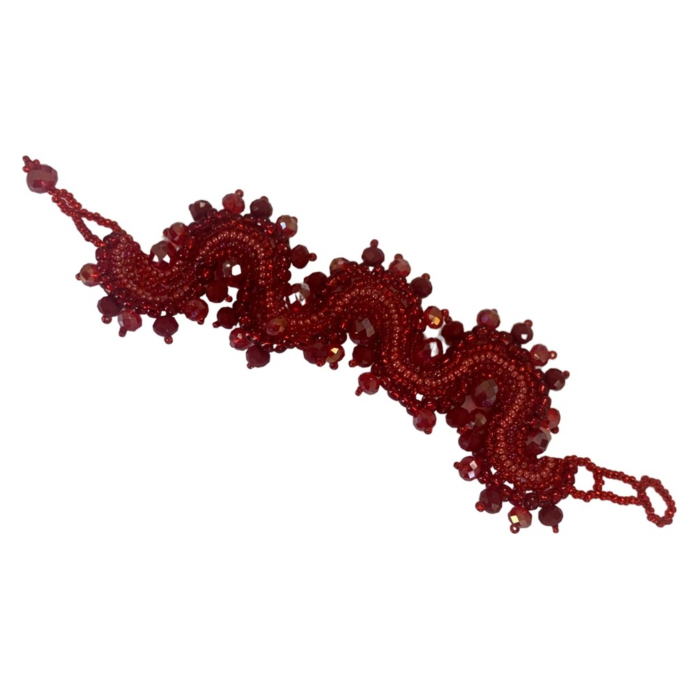 BOHO HANDMADE RED BEADED BRACELET - Picture 3 of 13